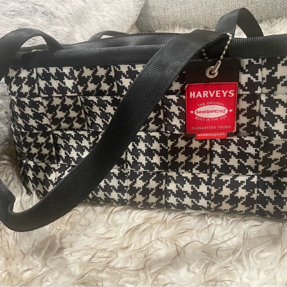 Harveys Black and White Houndstooth Shoulder Bag